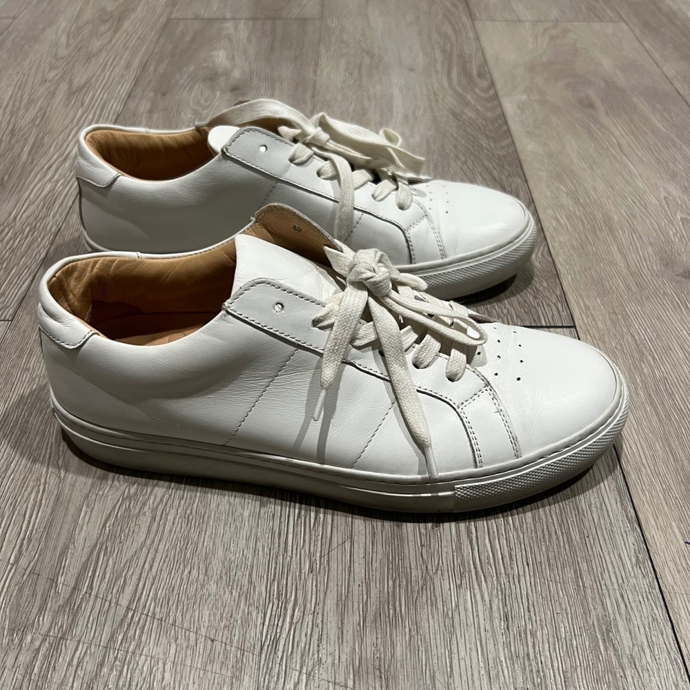 GREATS Brooklyn White Leather Lace Up Sneakers Womens US 7.5 Made in Italy